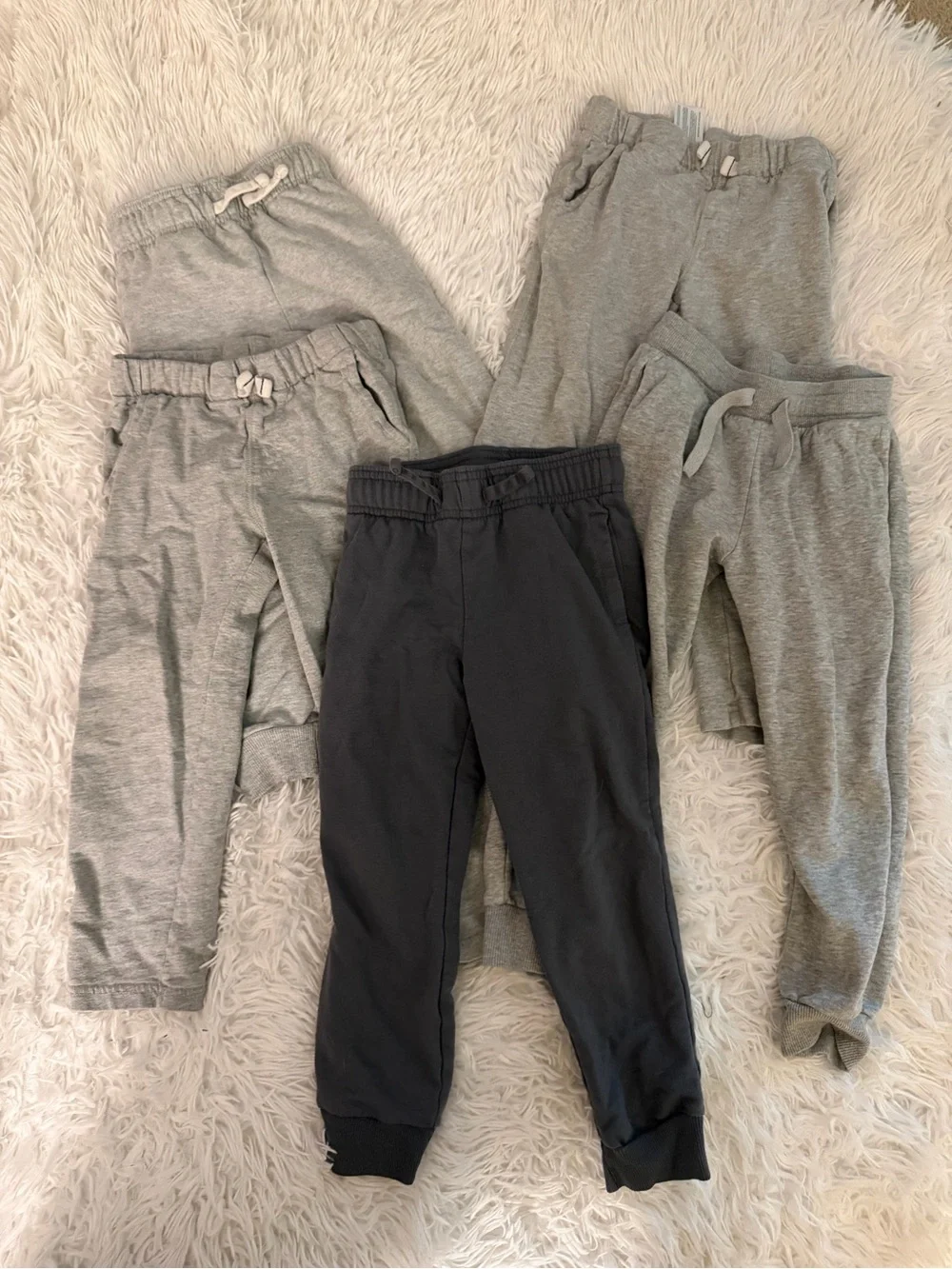 Boys 5T Sweatpants Jogger Bundle Carter's H&M Cotton Gray Charcoal 5 Pack
